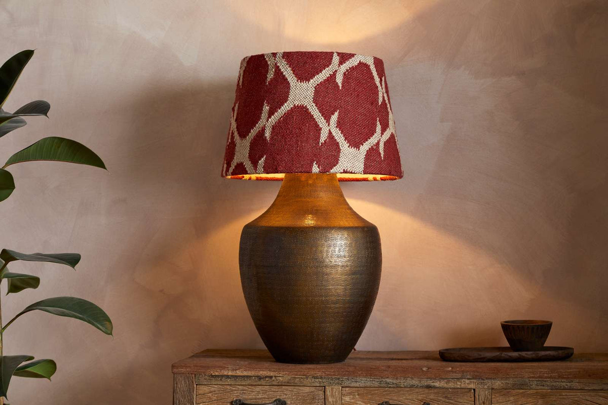 Nkuku Haadu Jute Kilim Lampshade Rust & Natural Large