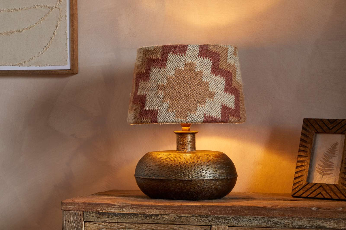 Nkuku Shanto Jute Kilim Lampshade Rust & Natural Medium