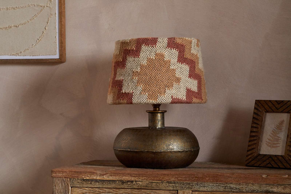 Nkuku Shanto Jute Kilim Lampshade Rust & Natural Medium