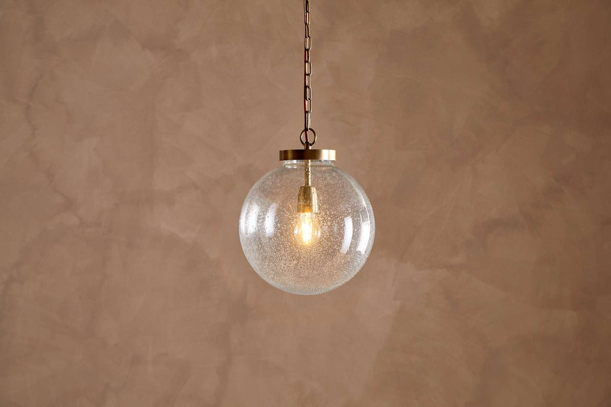 Nkuku Jayeda Recycled Glass Ball Pendant Clear