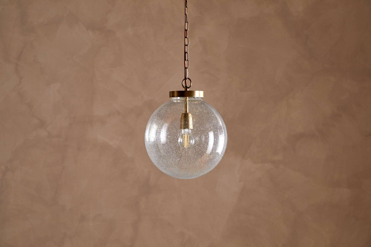 Nkuku Jayeda Recycled Glass Ball Pendant Clear