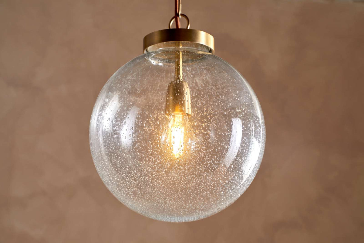 Nkuku Jayeda Recycled Glass Ball Pendant Clear