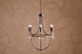 Nkuku Naavia Rustic Iron & Crystal Chandelier Rust
