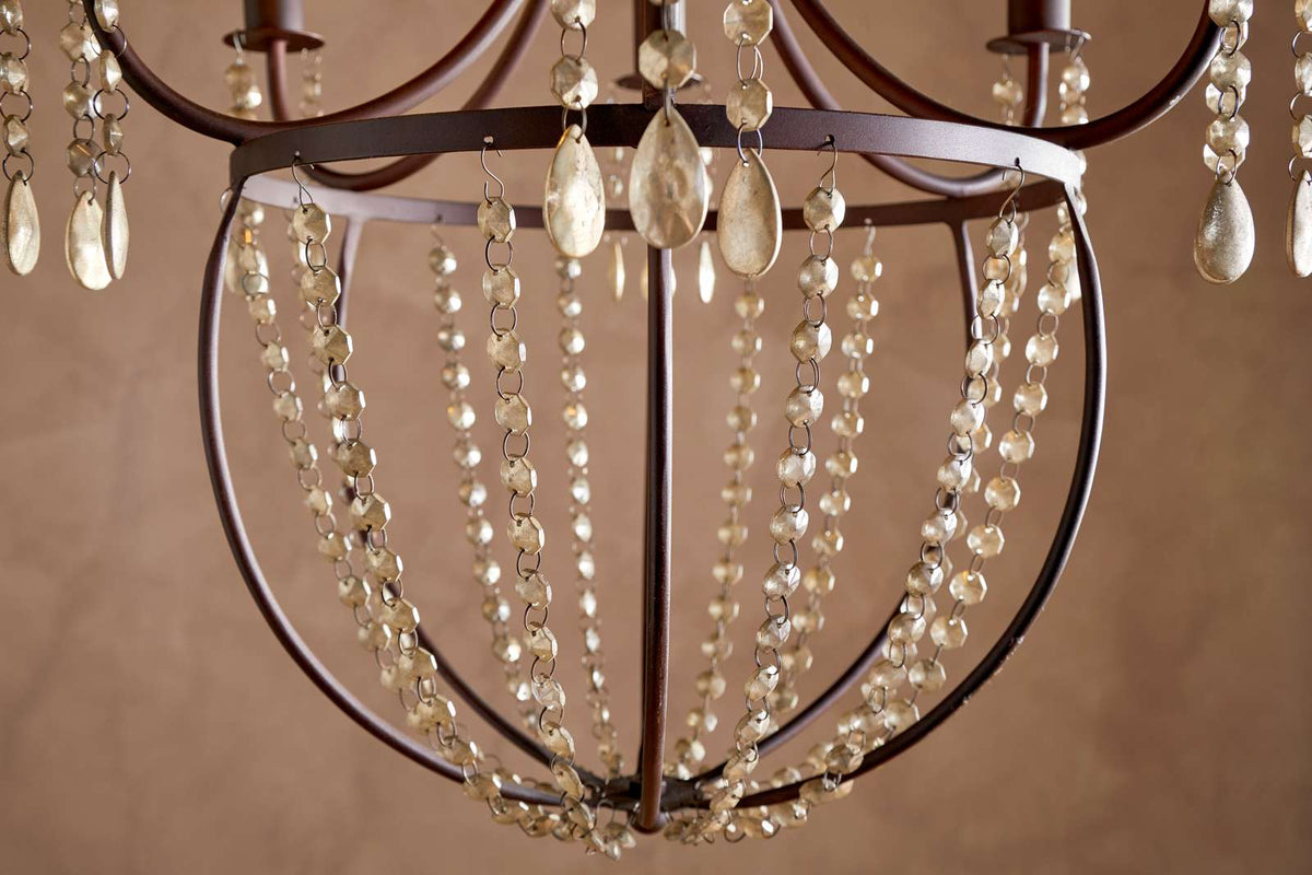Nkuku Naavia Rustic Iron & Crystal Chandelier Rust