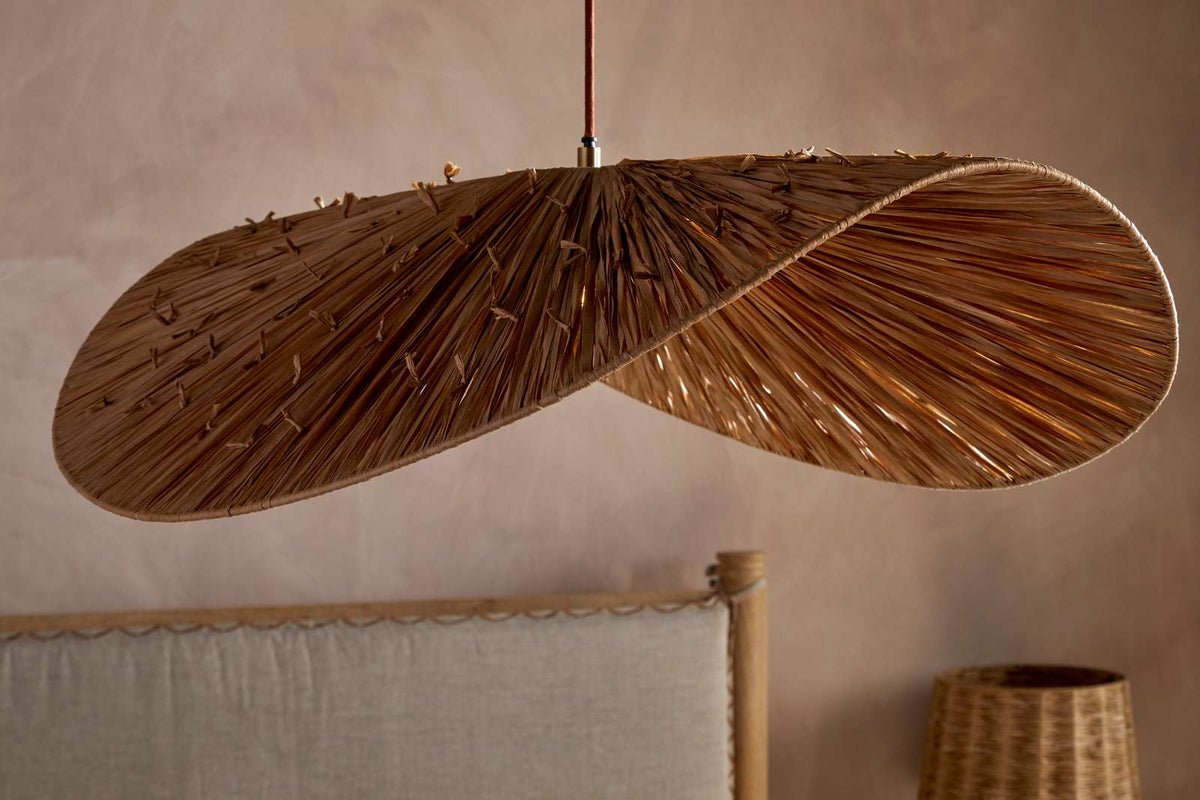 Nkuku Essubi Raffia Organic Weave Pendant Natural