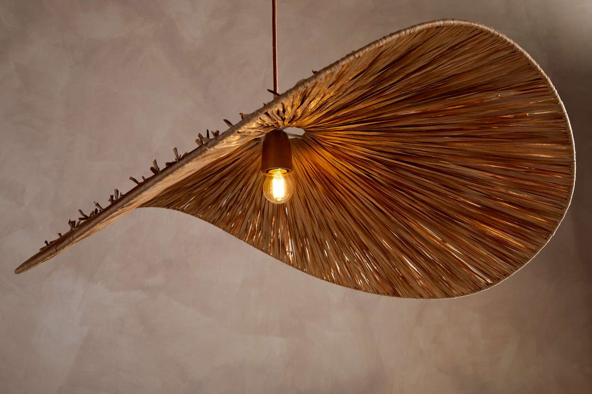 Nkuku Essubi Raffia Organic Weave Pendant Natural