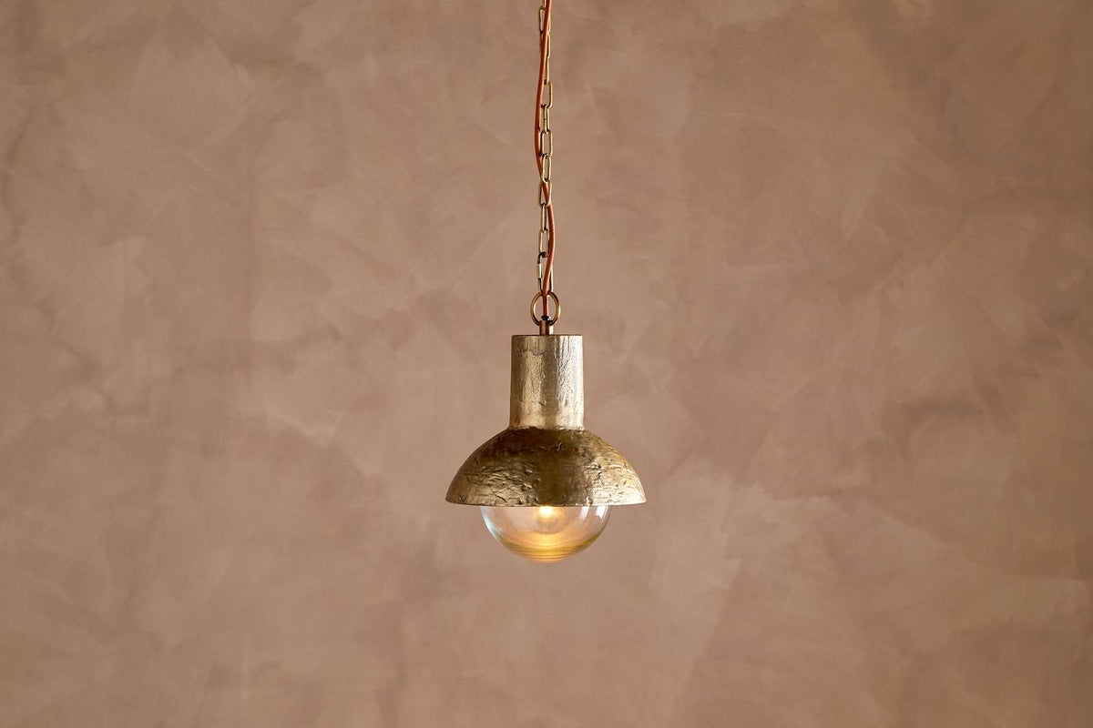 Nkuku Sakti Brass & Recycled Glass Pendant Clear