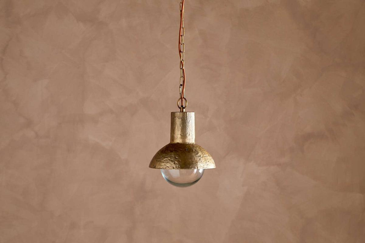 Nkuku Sakti Brass & Recycled Glass Pendant Clear