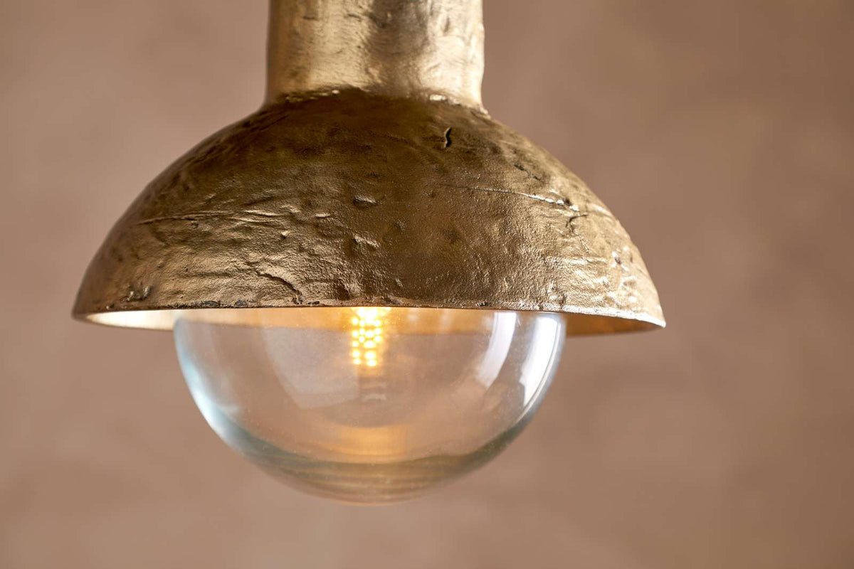 Nkuku Sakti Brass & Recycled Glass Pendant Clear