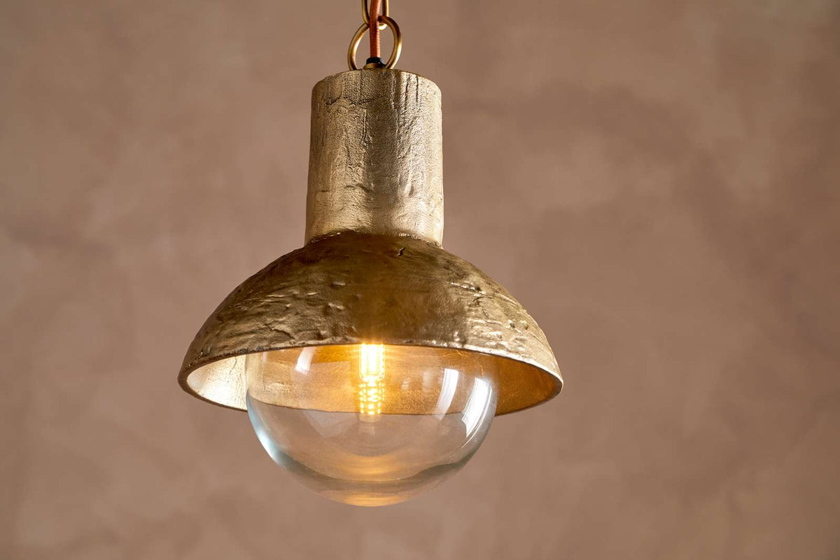 Nkuku Sakti Brass & Recycled Glass Pendant Clear