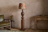 Nkuku Naya Carved Wood Floor Lamp Base Chocolate Brown