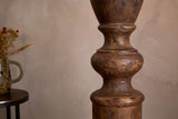 Nkuku Naya Carved Wood Floor Lamp Base Chocolate Brown