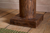 Nkuku Naya Carved Wood Floor Lamp Base Chocolate Brown