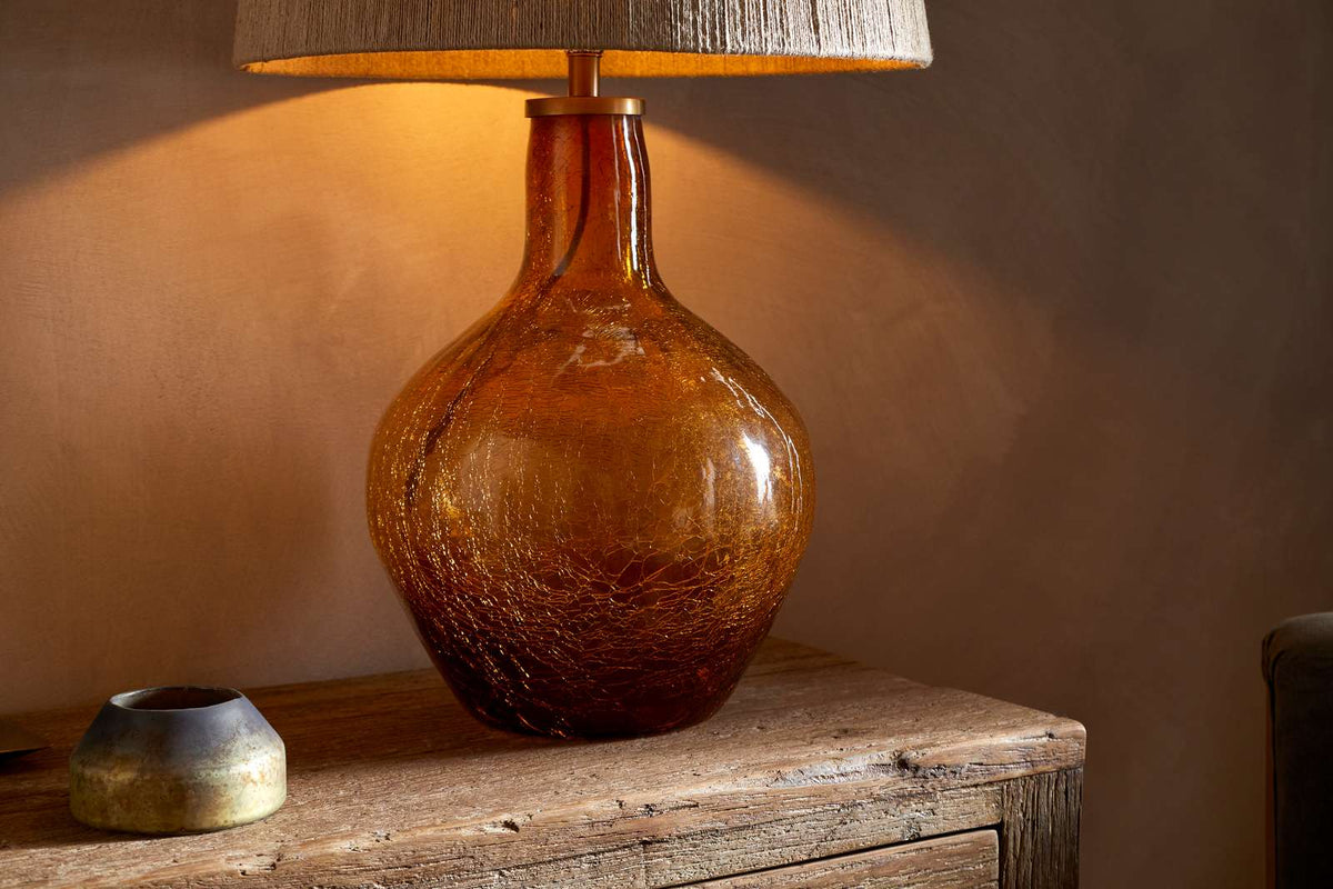 Nkuku Didan Recycled Glass Lamp Base Honey