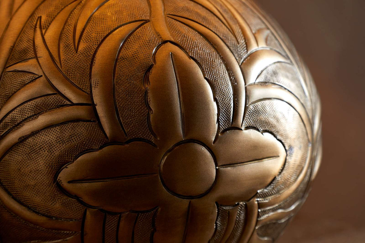 Nkuku Purana Etched Table Lamp Base Brass
