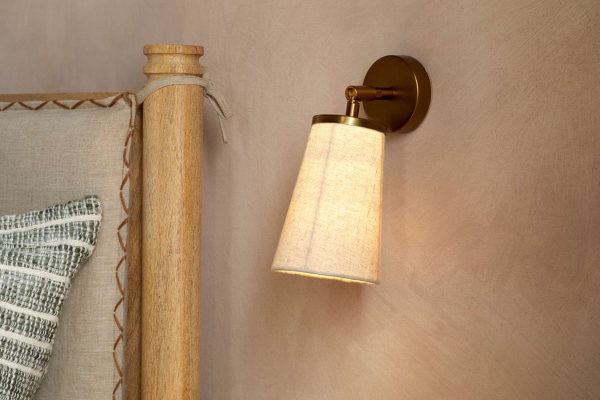 Nkuku Ame Linen Wall Spot Light Off White