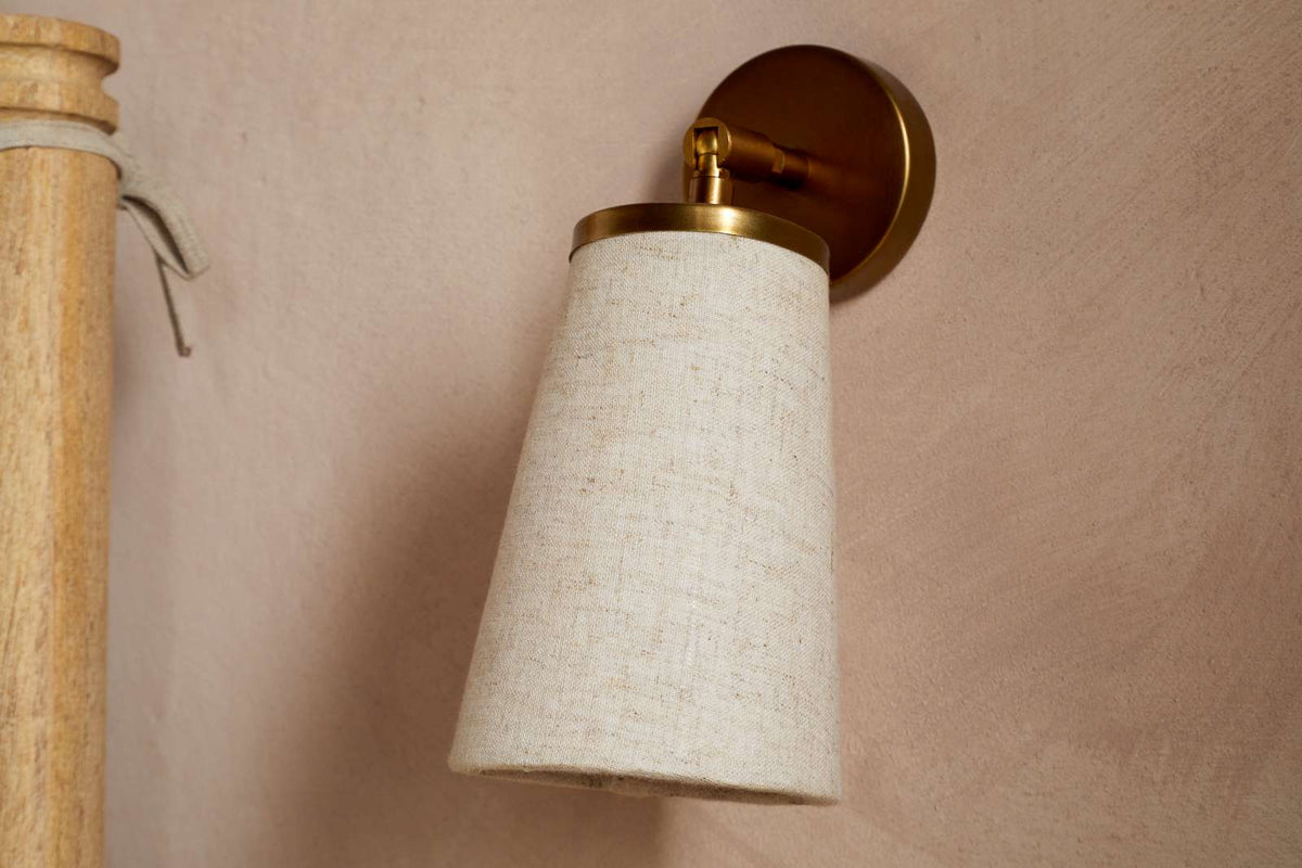 Nkuku Ame Linen Wall Spot Light Off White