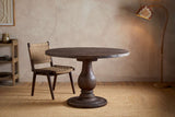 Nkuku Laya Carved Wood Dining Table Chocolate Brown Small