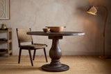 Nkuku Laya Carved Wood Dining Table Chocolate Brown Small