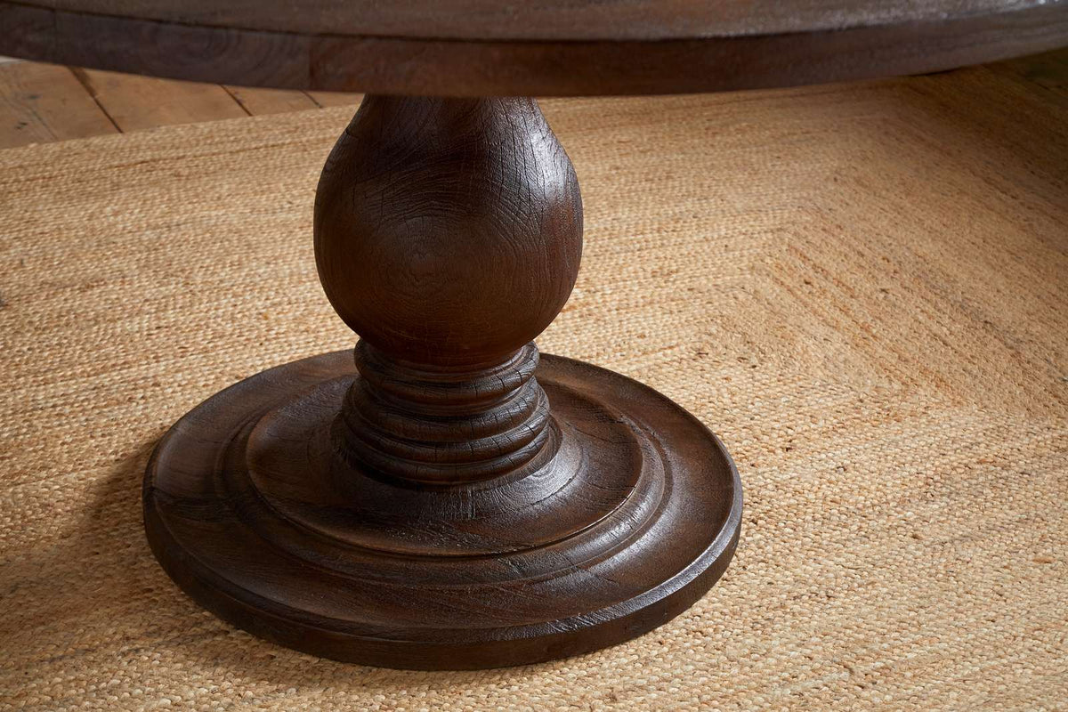 Nkuku Laya Carved Wood Dining Table Chocolate Brown Large
