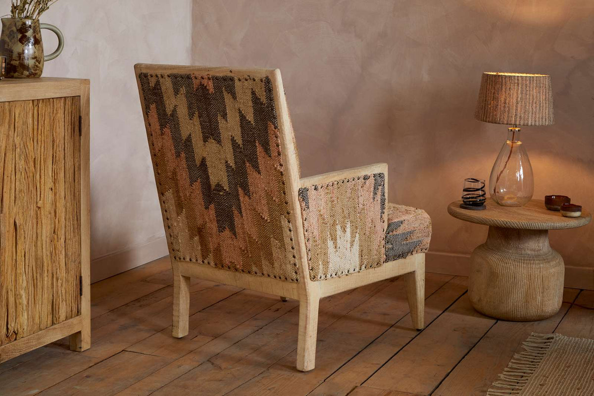 Nkuku Chhavi Kilim Upholstered Armchair Multi