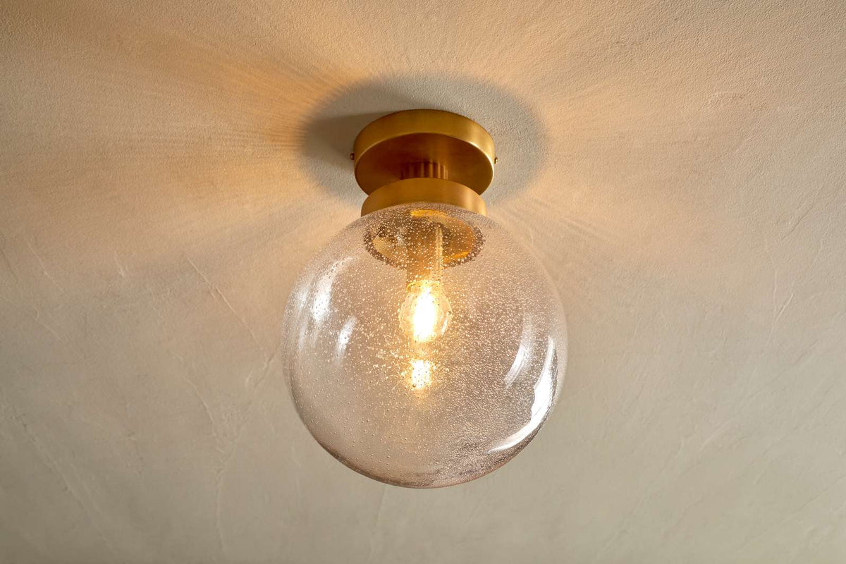 Nkuku Jayeda Recycled Glass Rice Ball Flush Light Clear