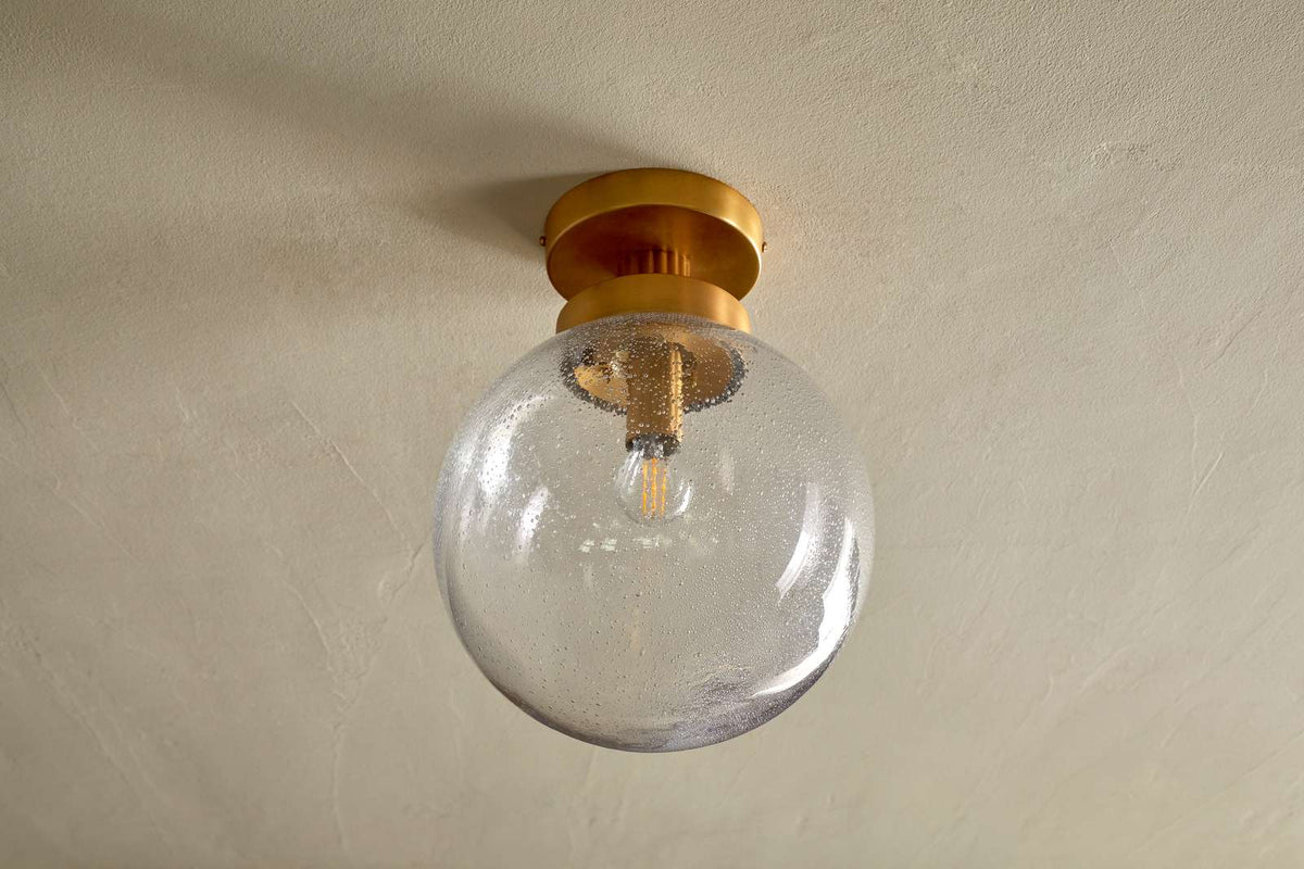 Nkuku Jayeda Recycled Glass Rice Ball Flush Light Clear