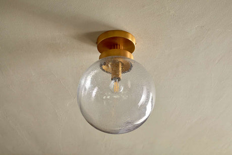 Nkuku Jayeda Recycled Glass Rice Ball Flush Light Clear