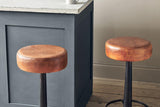 Nkuku Narwana Leather Round Stool Aged Tan