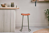 Nkuku Narwana Ribbed Leather Stool Aged Tan Large