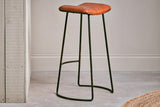 Nkuku Narwana Ribbed Leather Stool Aged Tan Large