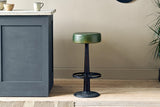 Nkuku Narwana Leather Round Stool Rich Green