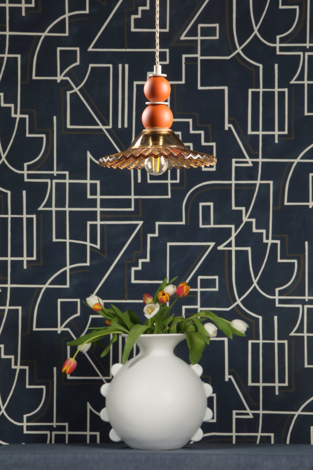 David Hunt Nueva Pendant Tobacco Glass and Marmalade