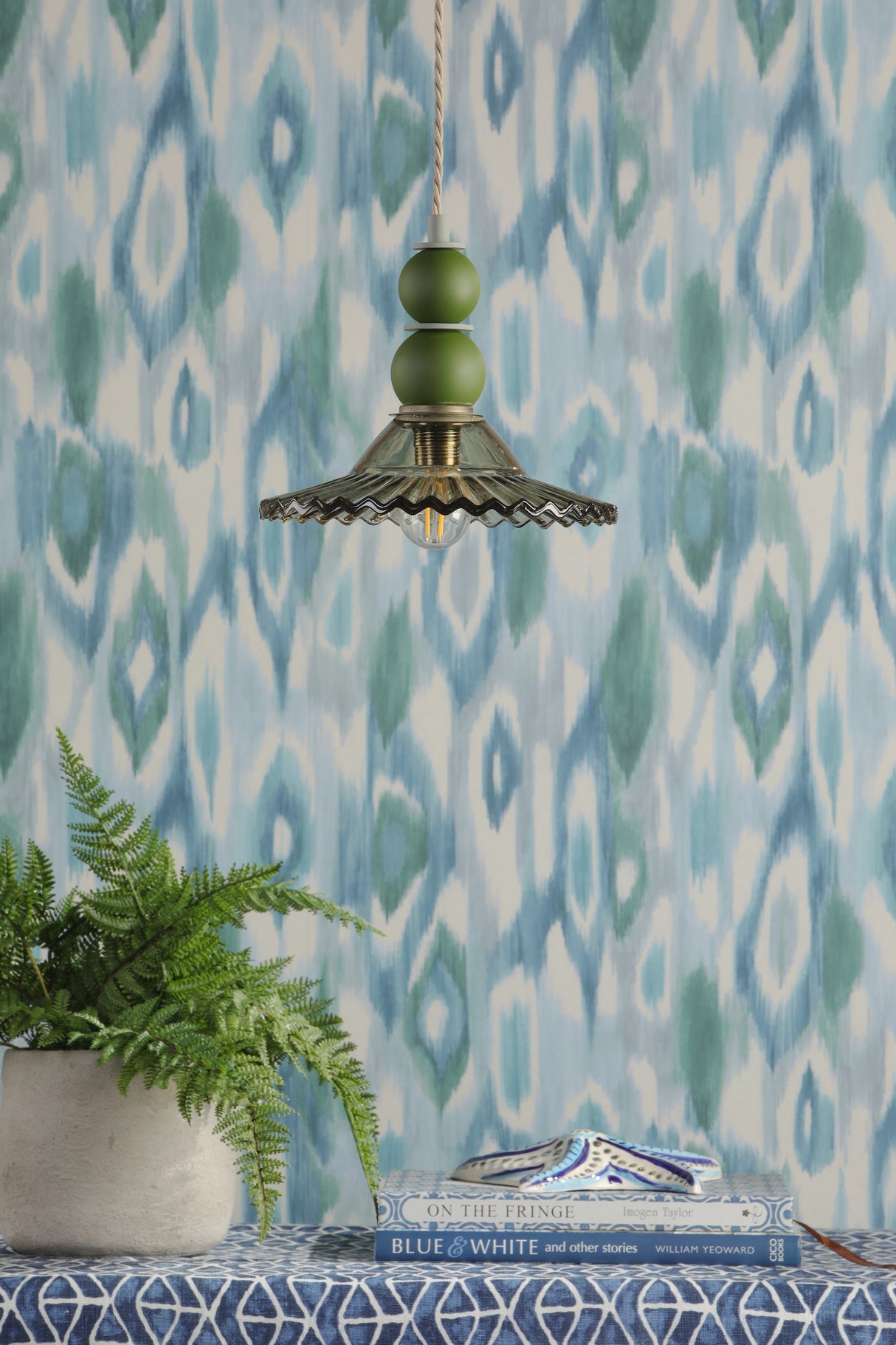 David Hunt Nueva Pendant Moss Glass and Sage