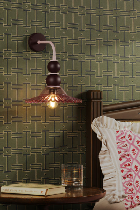 David Hunt Nueva Wall Light Azalea Glass and Aubergine