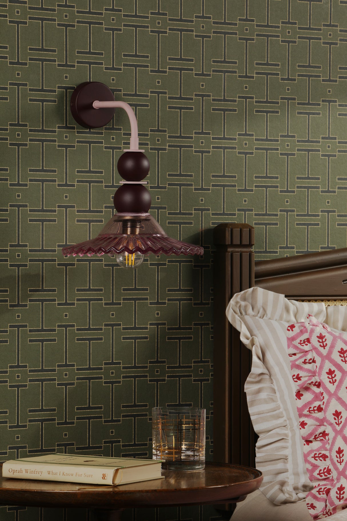 David Hunt Nueva Wall Light Azalea Glass and Aubergine
