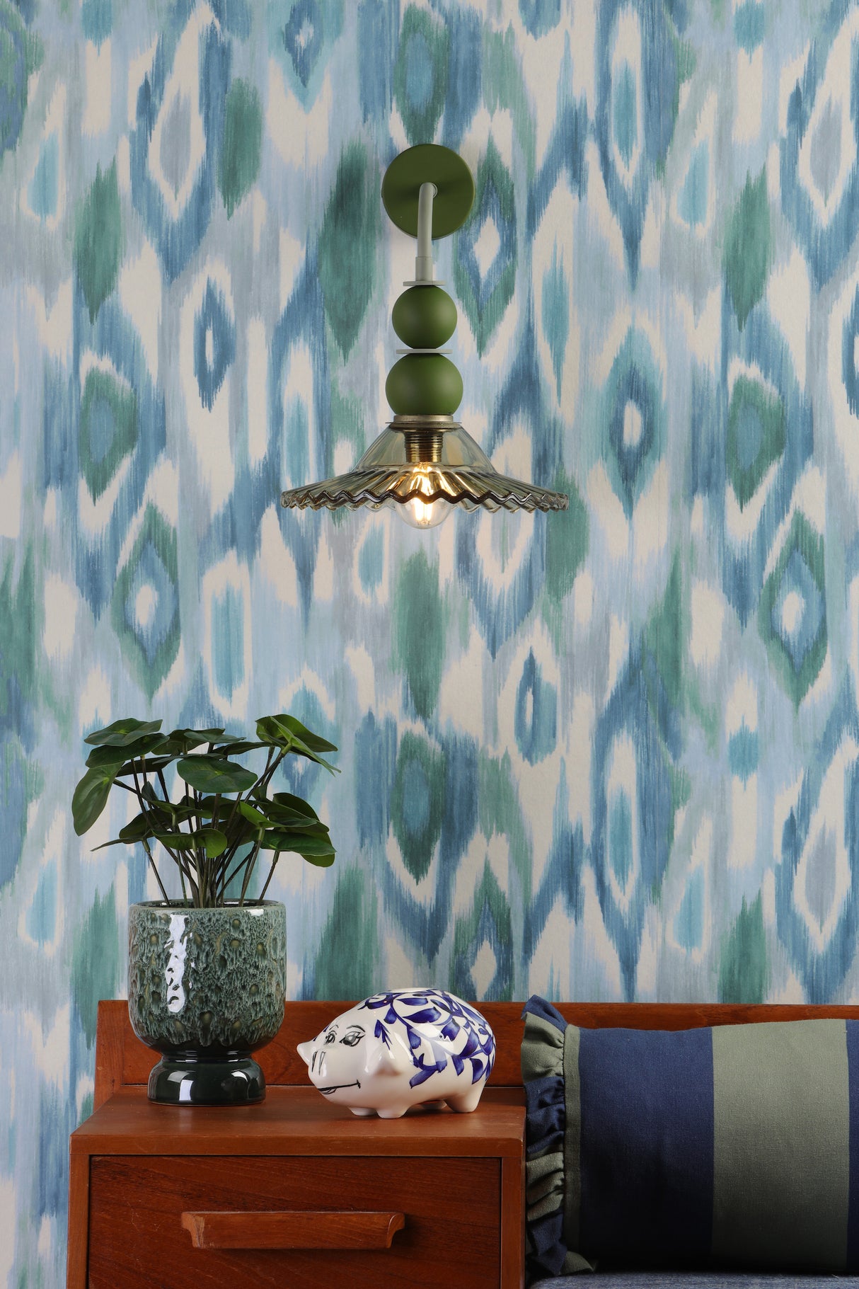 David Hunt Nueva Wall Light Moss Glass and Sage