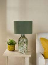 Dar Nuria Table Lamp Green Art Glass and Polished Chrome With Shade