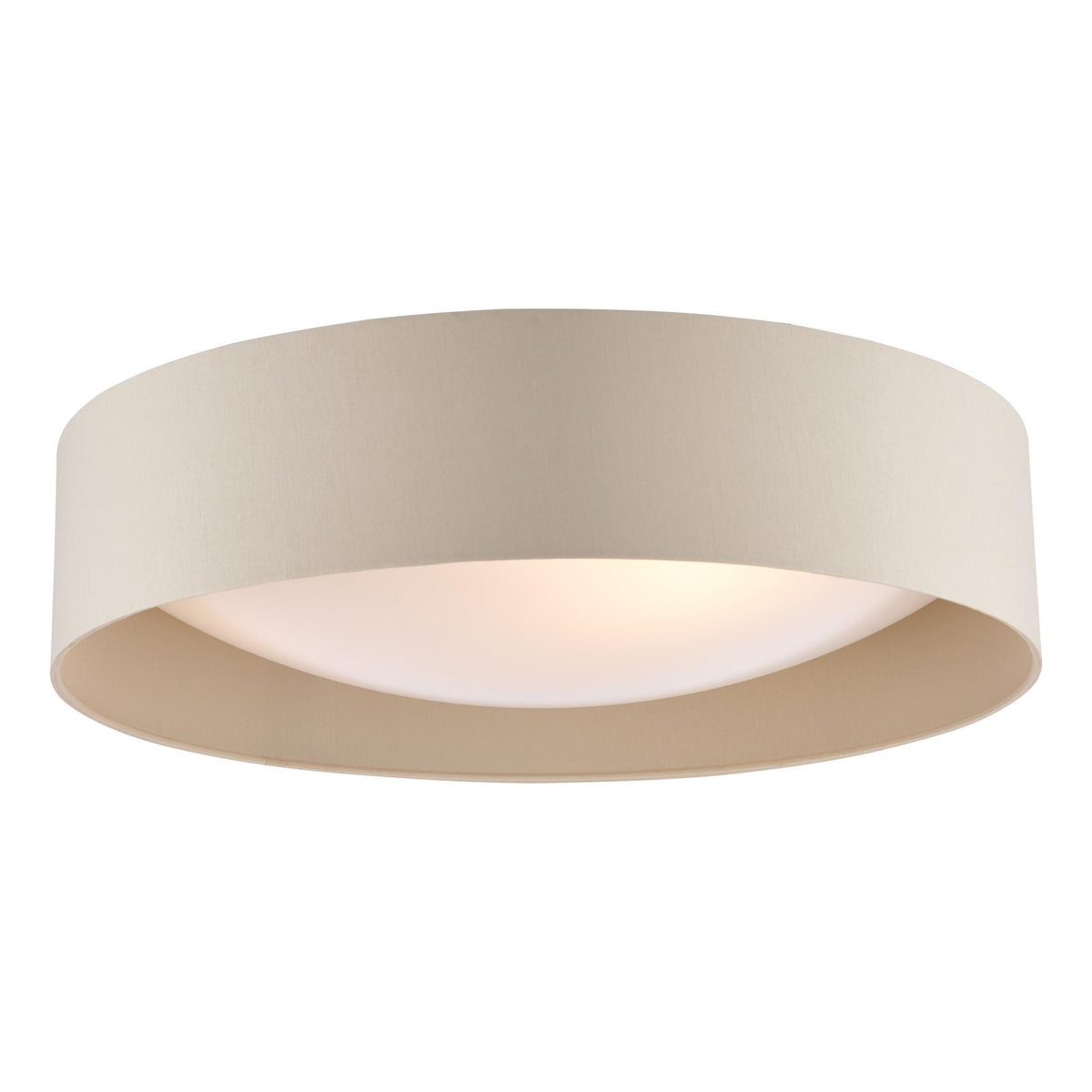 Dar Nysa 3 Light Flush Taupe Faux Silk and Opal Frosted Acrylic Diffuser