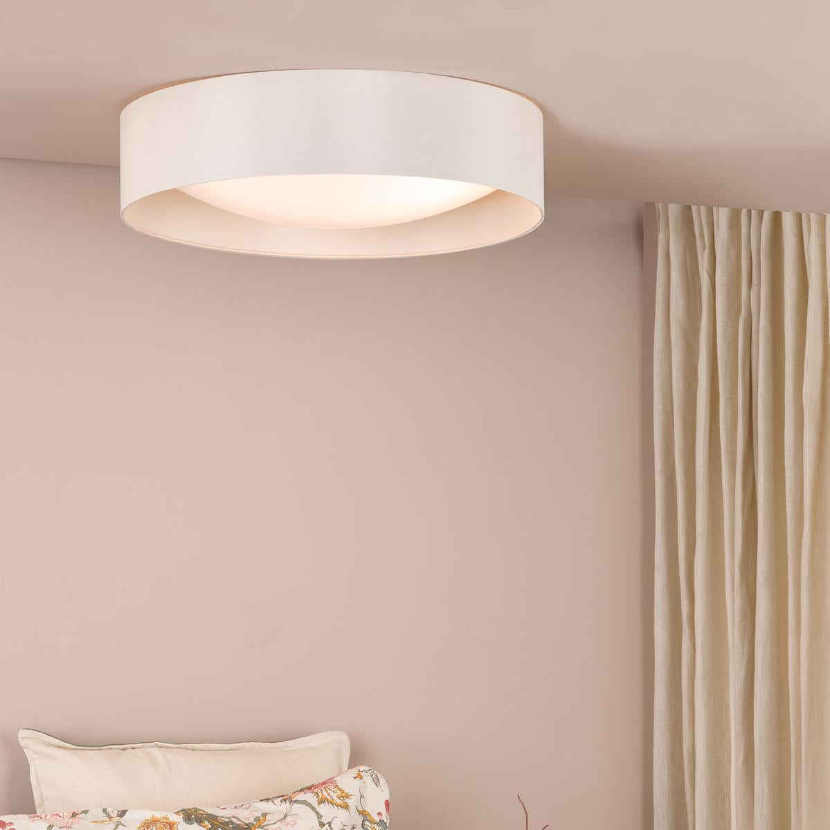 Dar Nysa 3 Light Flush Taupe Faux Silk and Opal Frosted Acrylic Diffuser