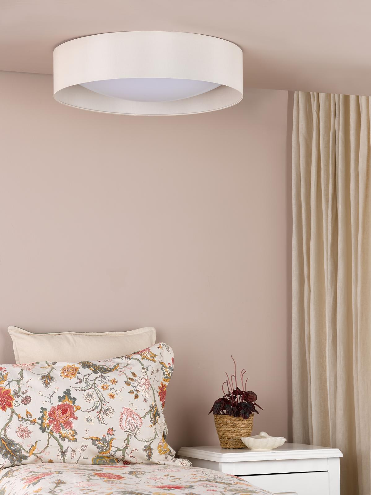 Dar Nysa 3 Light Flush Taupe Faux Silk and Opal Frosted Acrylic Diffuser