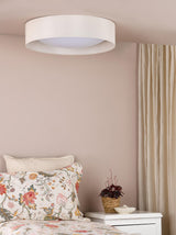 Dar Nysa 3 Light Flush Taupe Faux Silk and Opal Frosted Acrylic Diffuser