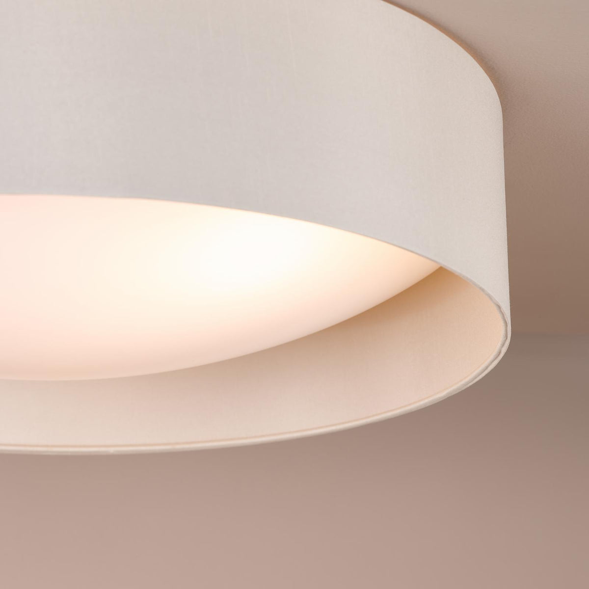Dar Nysa 3 Light Flush Taupe Faux Silk and Opal Frosted Acrylic Diffuser