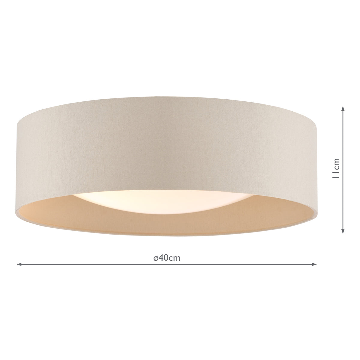 Dar Nysa 2 Light Flush Taupe Faux Silk and Opal Frosted Acrylic Diffuser