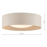 Dar Nysa 2 Light Flush Taupe Faux Silk and Opal Frosted Acrylic Diffuser