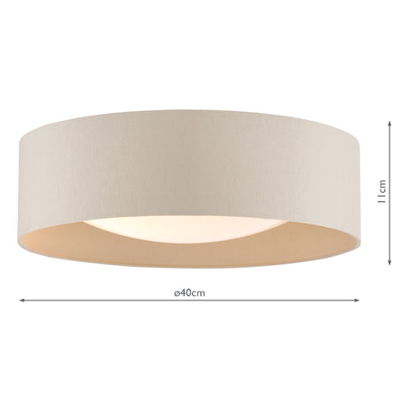 Dar Nysa 2 Light Flush Taupe Faux Silk and Opal Frosted Acrylic Diffuser