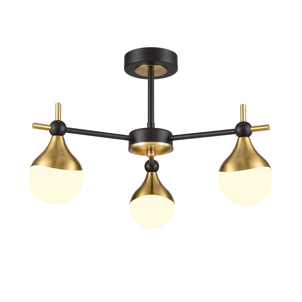 Franklite Nexus 3lt semi flush Fitting matt black and aged brass