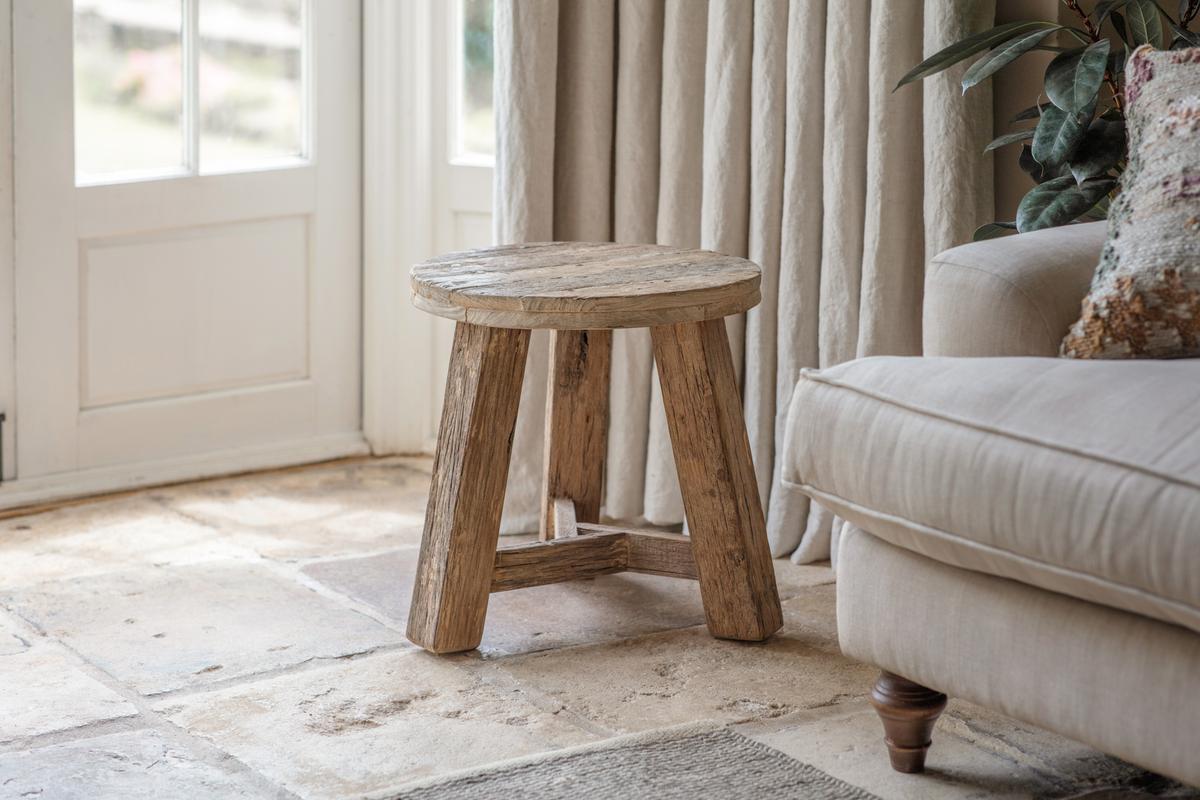 Nkuku Ibo Reclaimed Wood Round Side Table