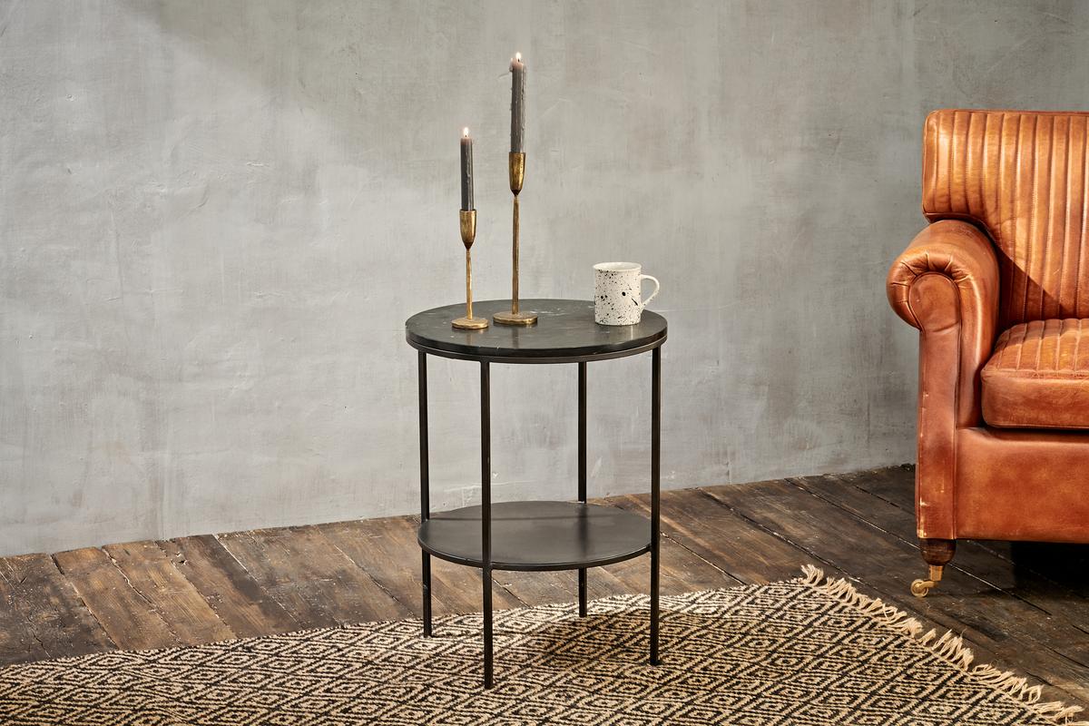 Nkuku Karoko Marble Side Table Black