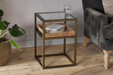 Nkuku Luzon Iron & Mango Wood Display Side Table Brass